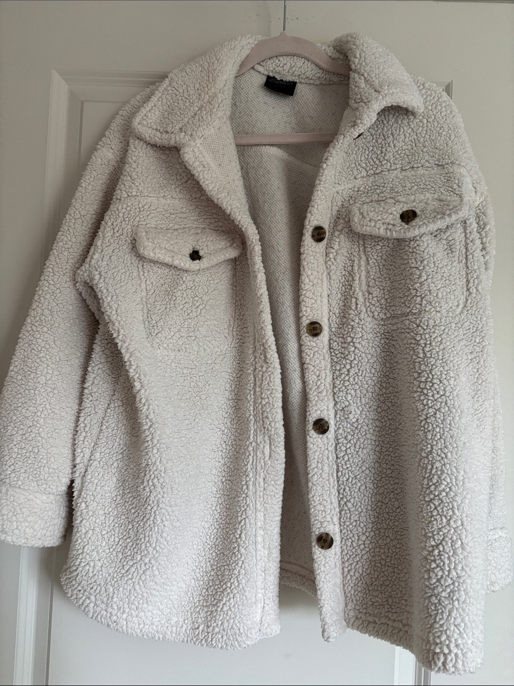 Cream Teddy Shacket with Button-Front - Women's Cozy Jacket